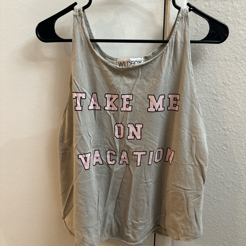 Beige “Take Me On Vacation” Wildfox Tank Top